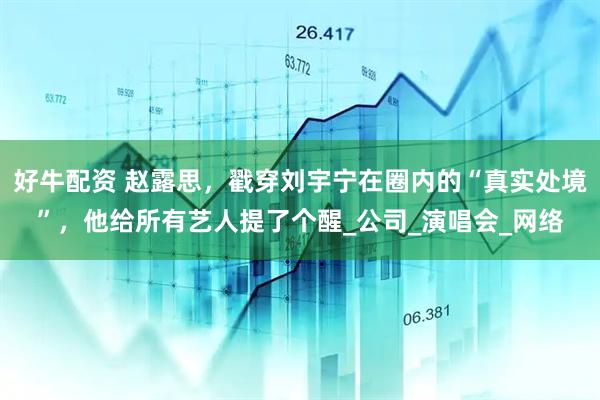 好牛配资 赵露思，戳穿刘宇宁在圈内的“真实处境”，他给所有艺人提了个醒_公司_演唱会_网络